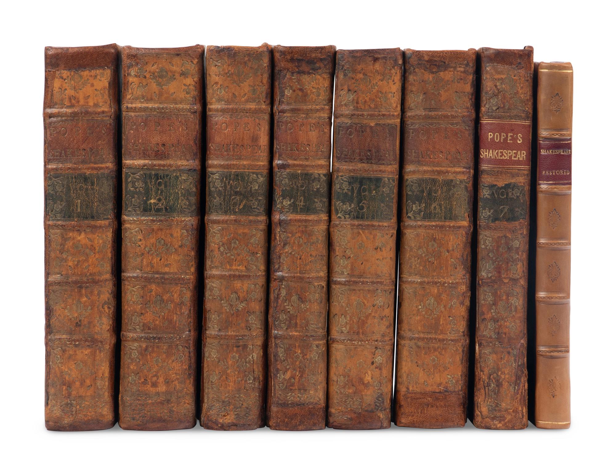 SHAKESPEARE, William (1564-1616). The Works of William Shakespear . Alexander Pope, editor. London: Jacob Tonson [-J. Darby for A. Bettesworth], [1723-]1725.