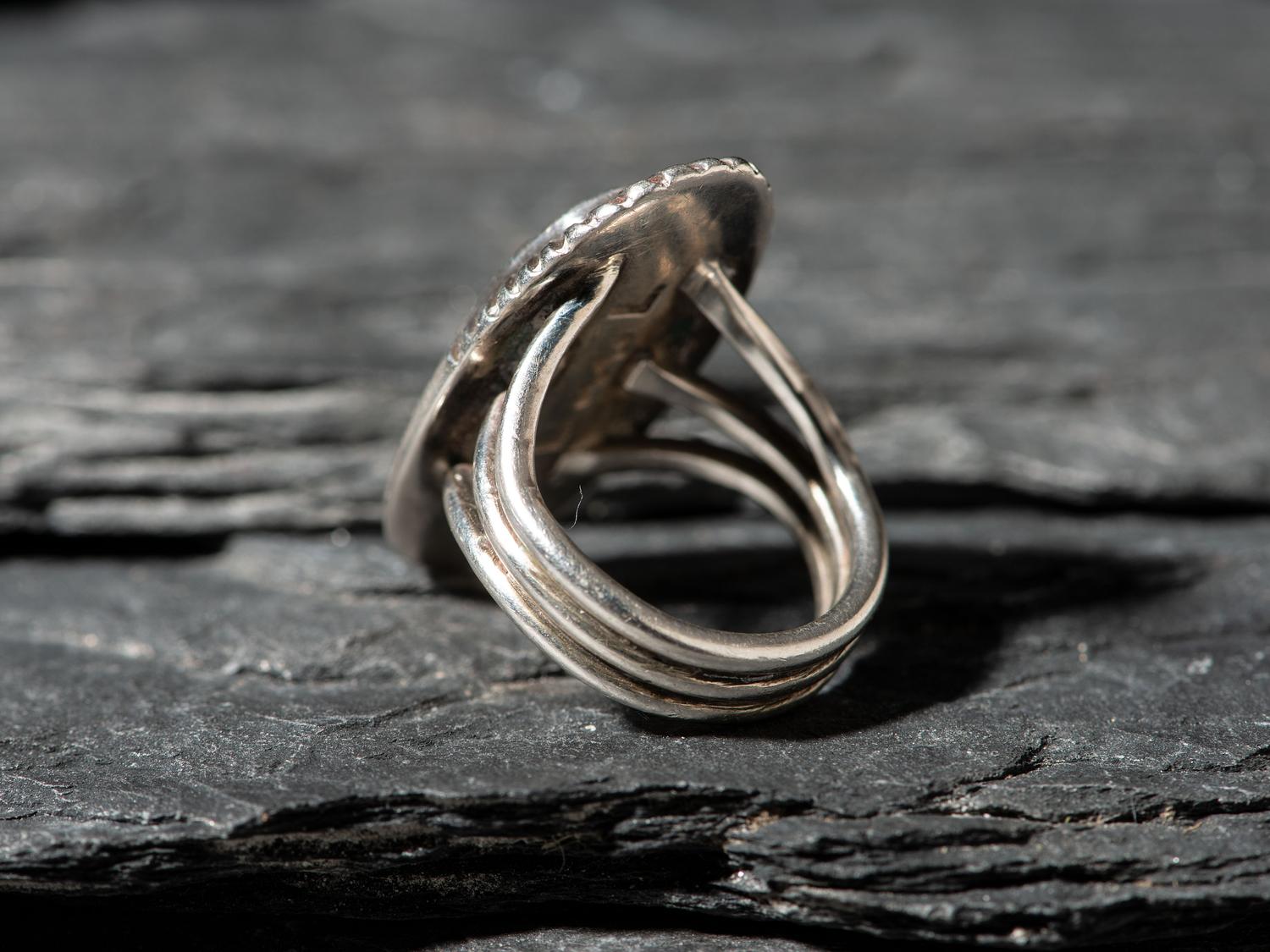 Silver and Morenci Turquoise Ring