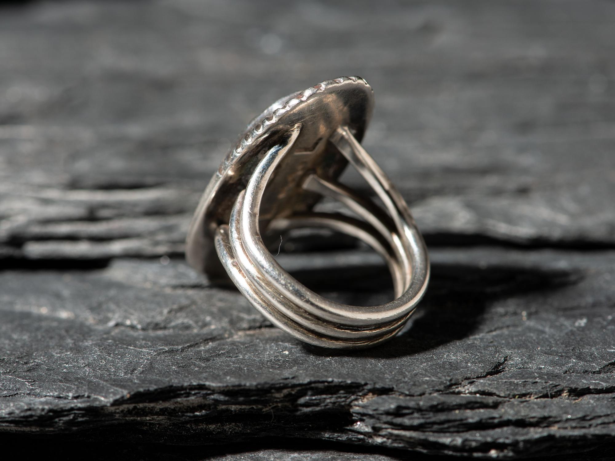 Silver and Morenci Turquoise Ring