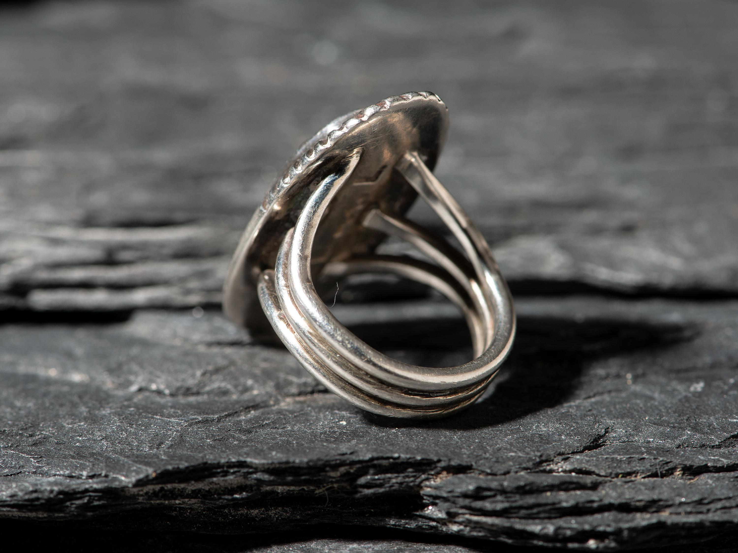 Silver and Morenci Turquoise Ring
