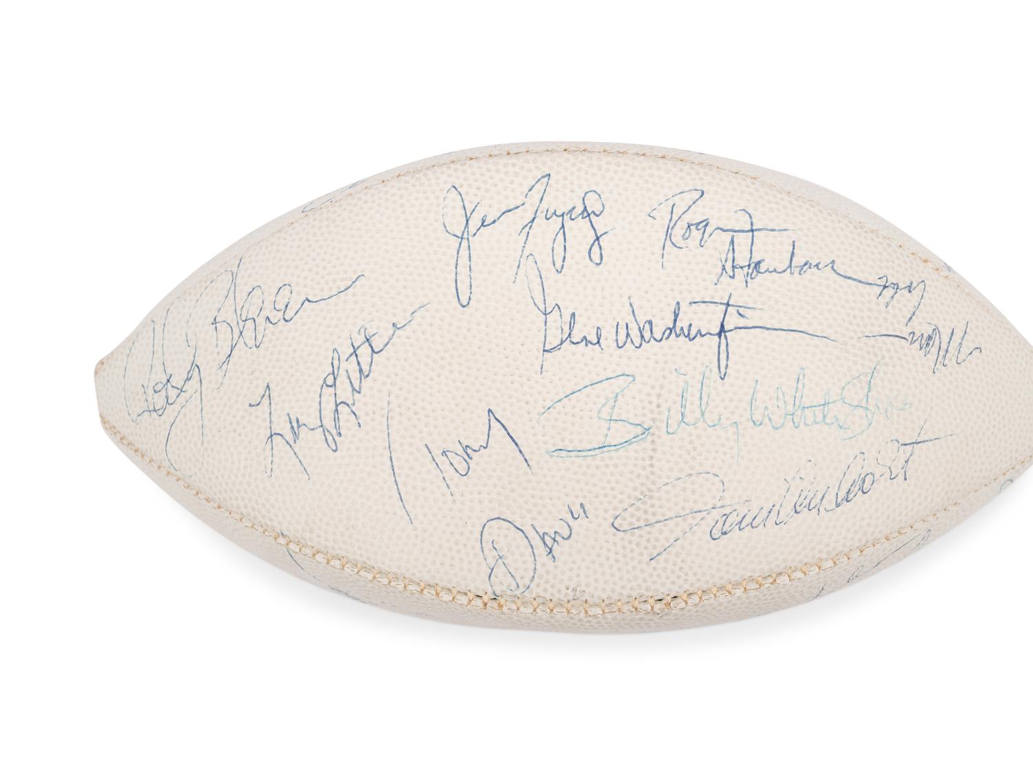 A Vintage 1978 NFLPA Banquet Multi Signed (31 Signatures) Autograph Football Including Walter Payton and Roger Staubach Period Signatures (Beckett Authentication Services Letter BAS Certified),