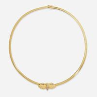 A 14K Yellow Gold Omega Chain and Slider Charms