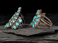 Navajo Silver and Turquoise Cluster Cuff Bracelet