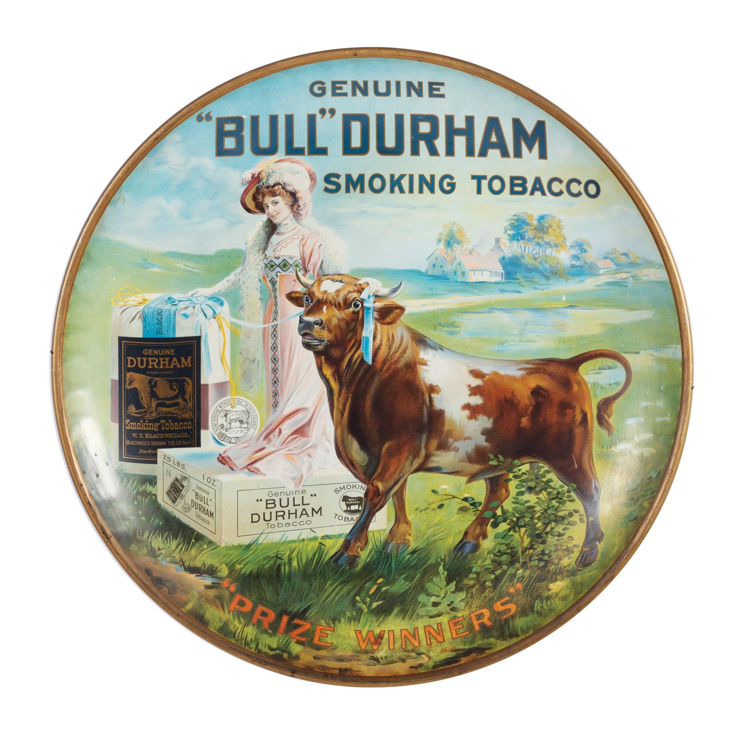 A Bull Durham Tobacco Tin Advertising Charger