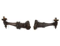 A Pair of Italian Carved, Painted and Parcel Gilt Arm-form Wall Sconces