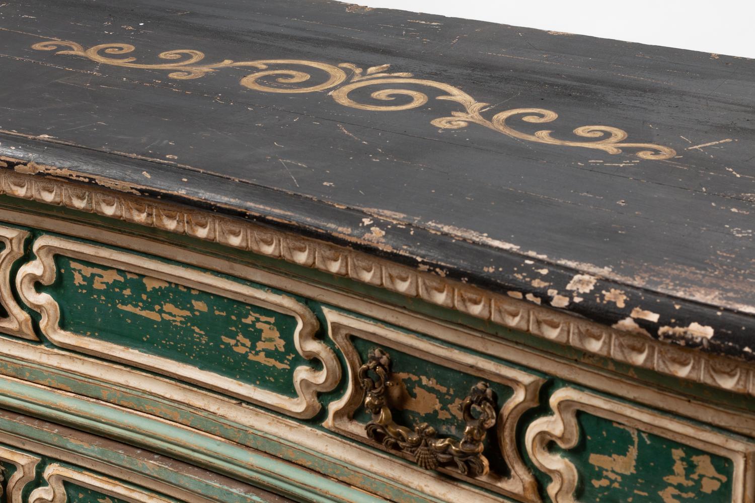 An Italian Green-Painted Chest of Drawers
