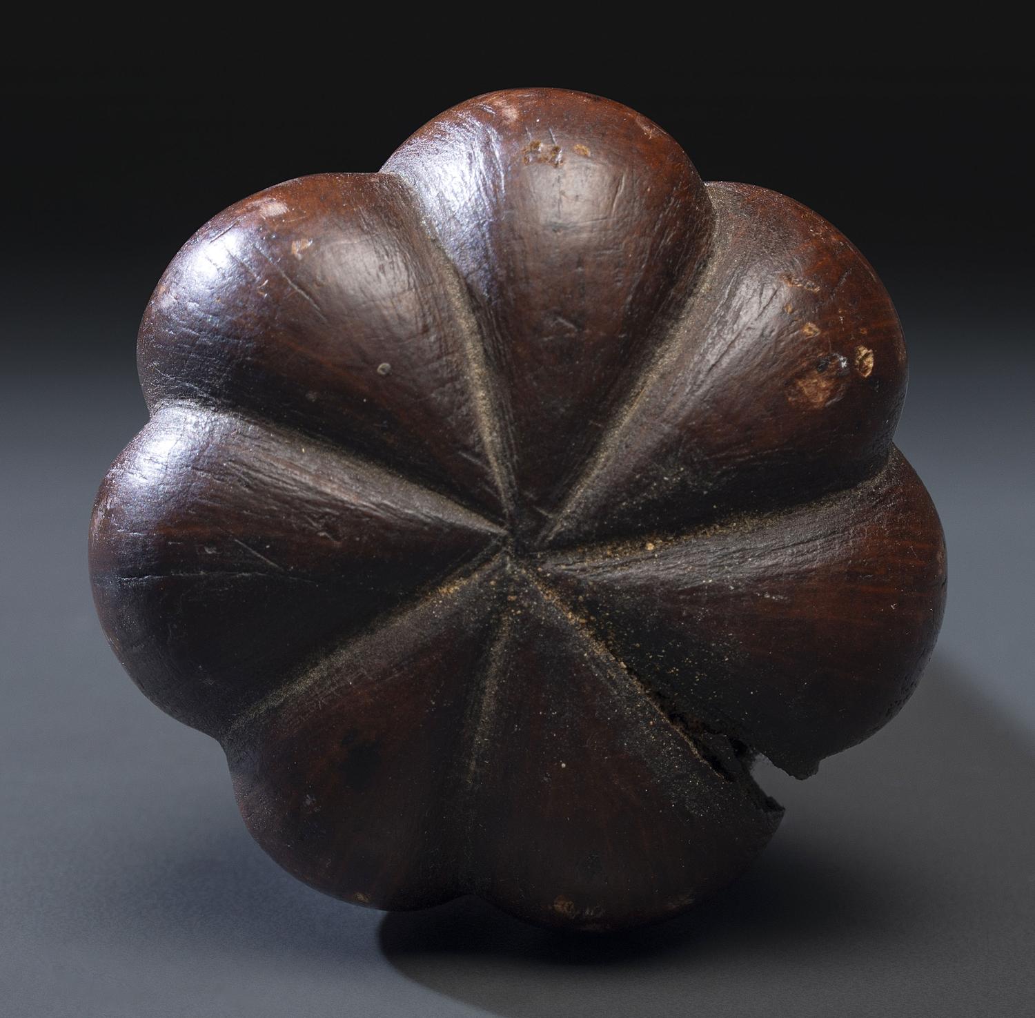 A Folk Art Carved Wood Umbrella Form Cane