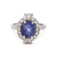 STAR SAPPHIRE AND DIAMOND RING