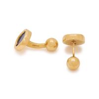 TIFFANY & CO., YELLOW GOLD AND LAPIS LAZULI CUFFLINKS