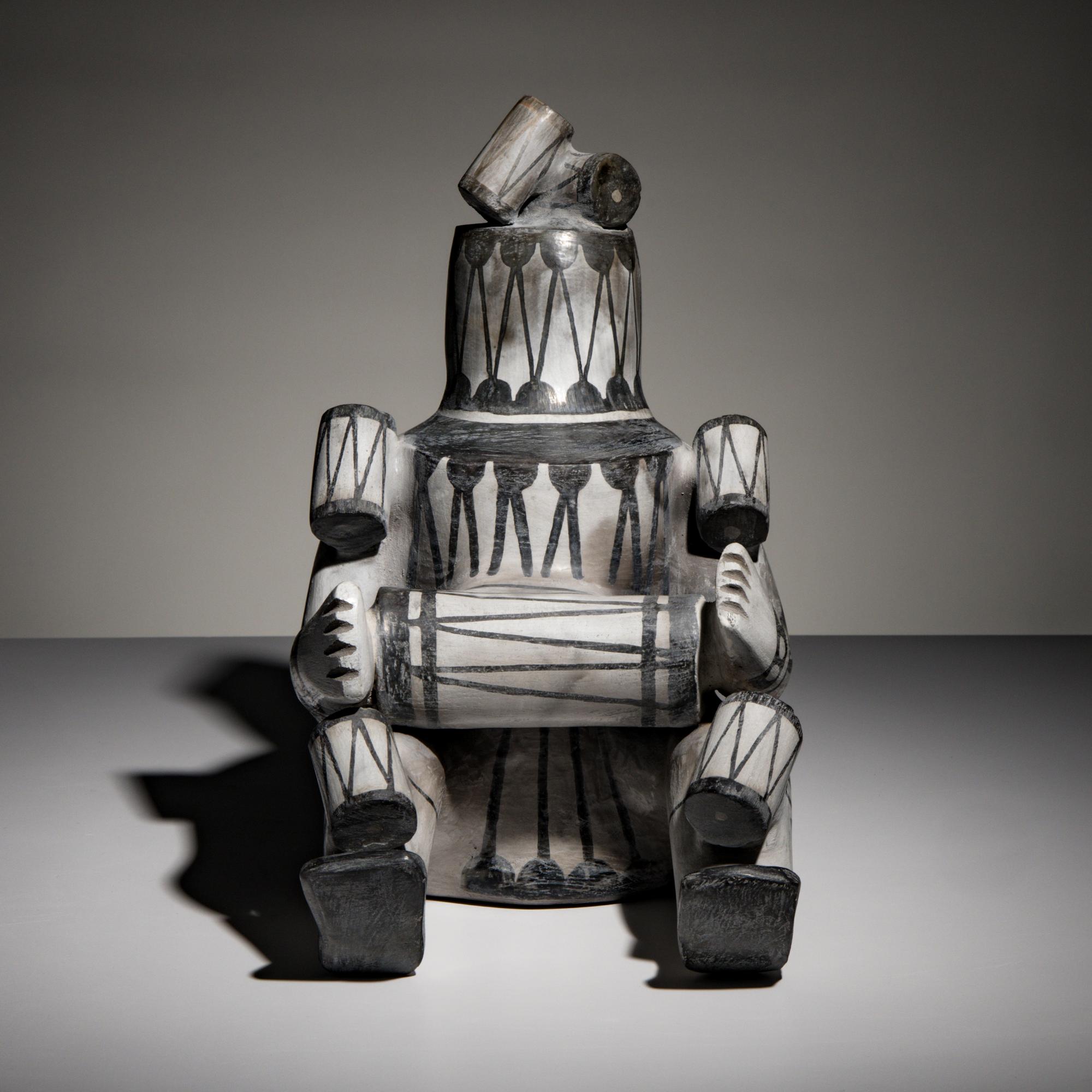 Joshua Madalena (Jemez, 20th century) — Seated Storyteller Pottery Figure, 2024