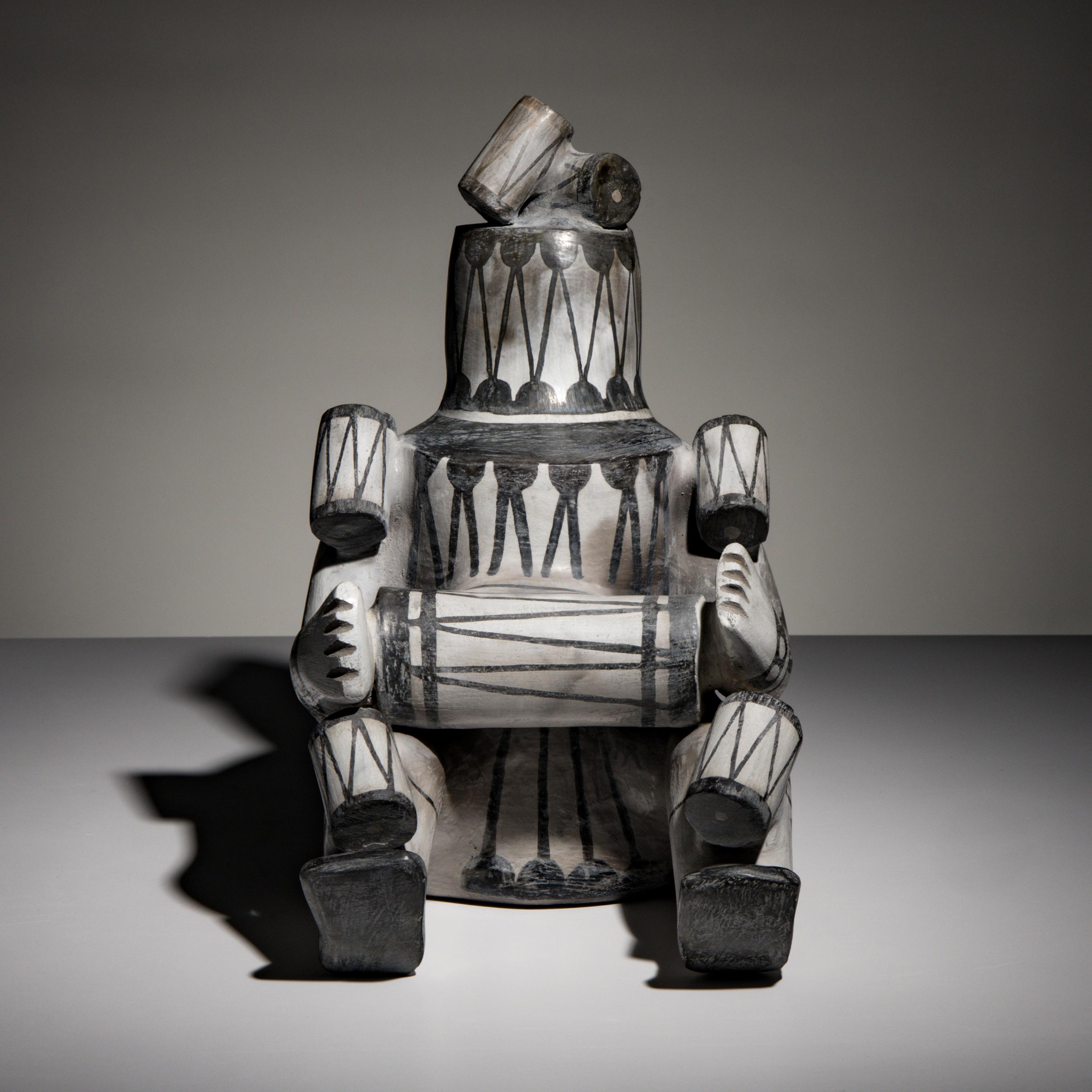 Joshua Madalena (Jemez, 20th century) — Seated Storyteller Pottery Figure, 2024