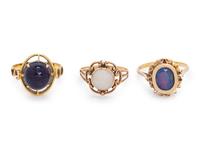 A Collection of Yellow Gold and Gemstone Rings,
