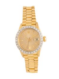ROLEX, REF. 6917 18K YELLOW GOLD 'LADY DATEJUST' WATCH WITH FACTORY DIAMOND BEZEL, BOX & BOOKLETS