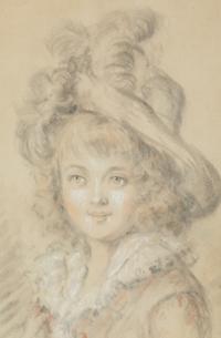 A Pair of French Pastel Portraits of a Young Girl and Young Boy