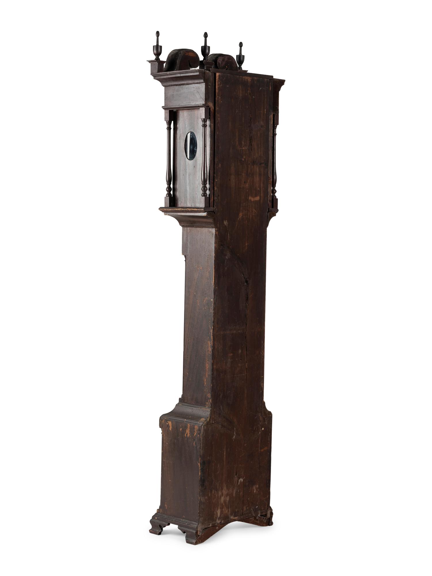A Chippendale Grain Painted Pine Tall Case Clock