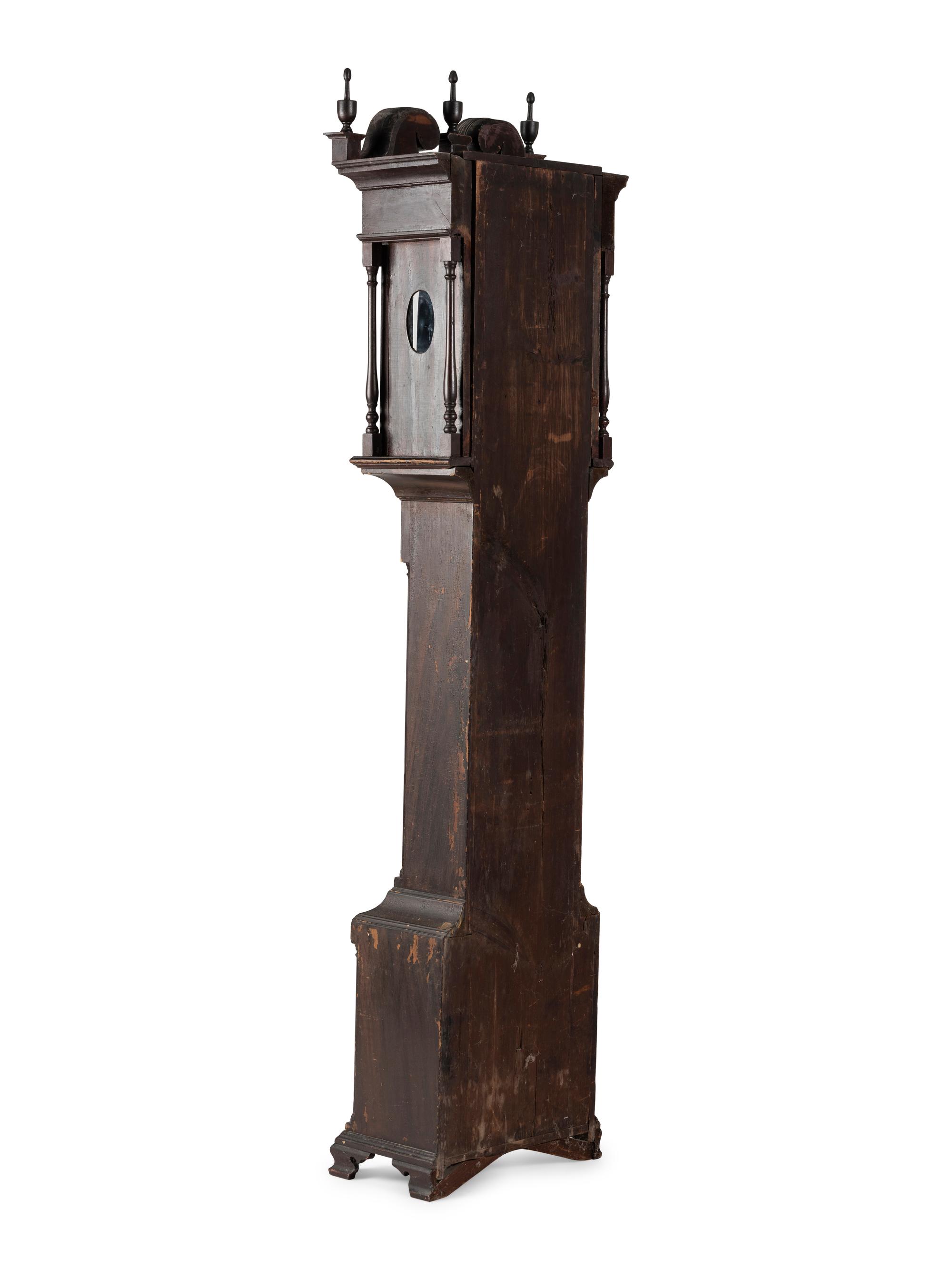 A Chippendale Grain Painted Pine Tall Case Clock