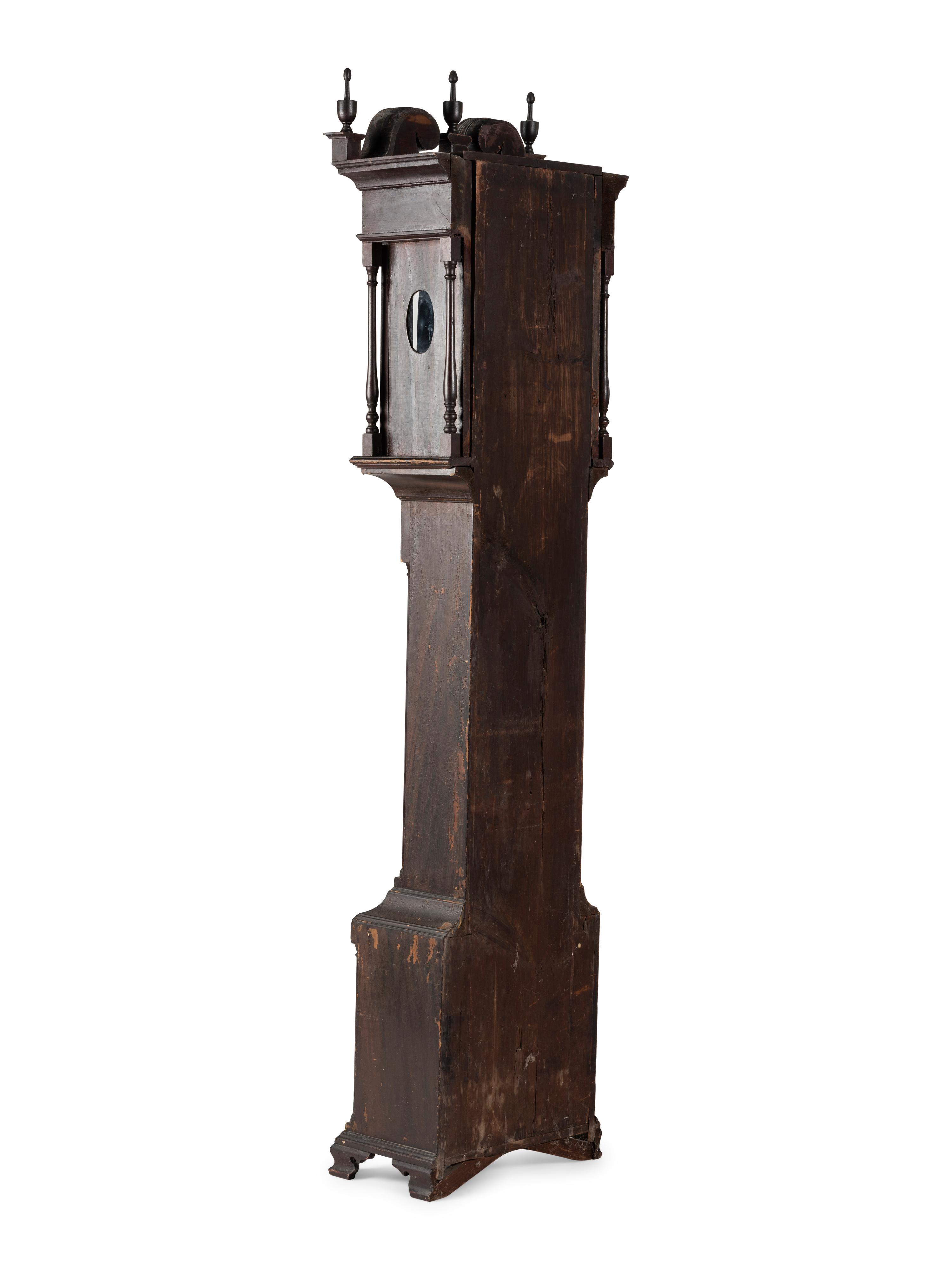 A Chippendale Grain Painted Pine Tall Case Clock