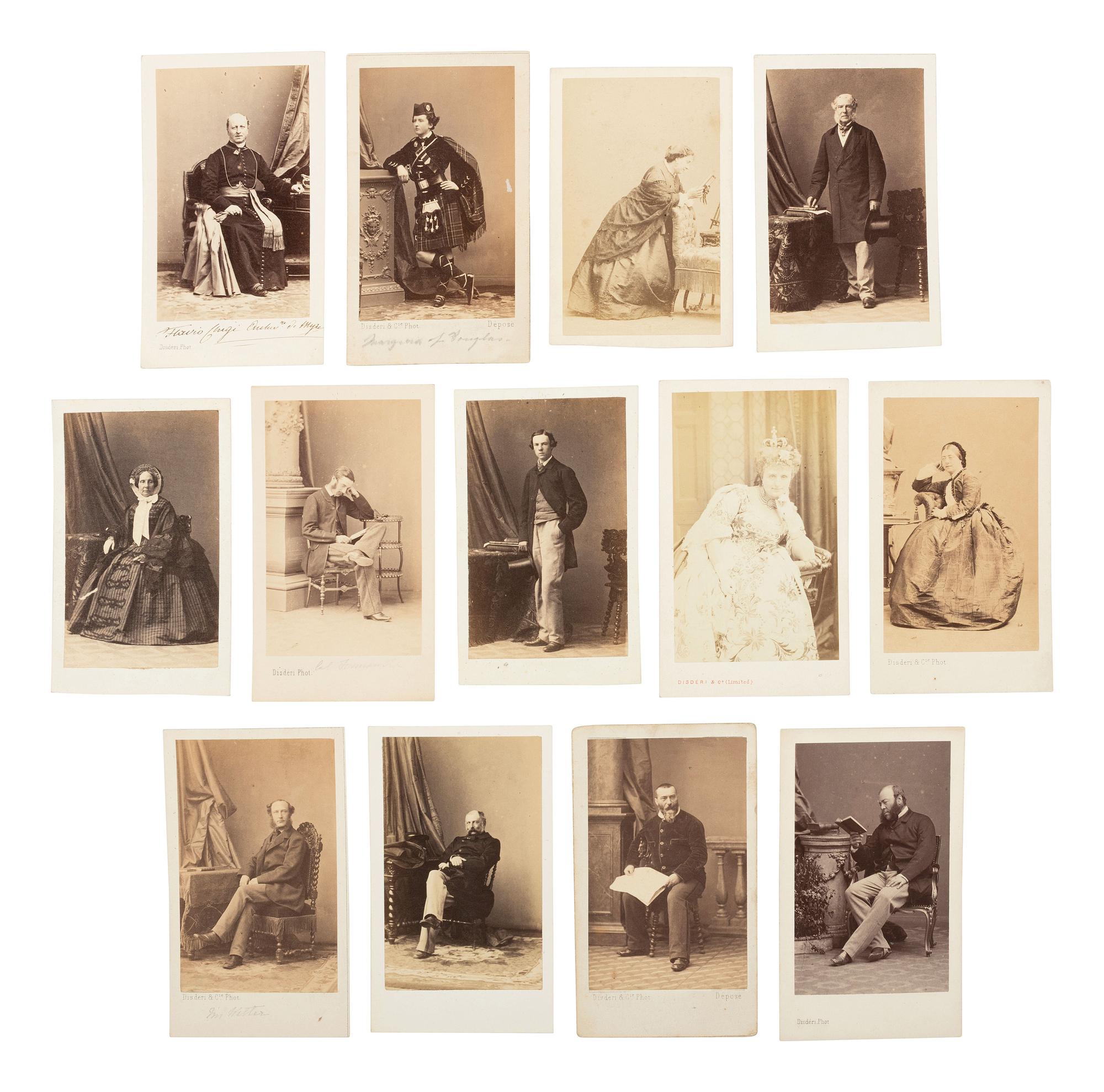 [EARLY PHOTOGRAPHY]. DISDERI, André Adolphe-Eugène (French, 1819–1889). A group of 13 CDVs.