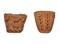 Pair of Salish Imbricated Polychrome Burden Baskets