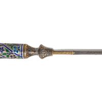 19th Century Indo-Persian Kard Dagger with Enameled Hilt and Wootz Steel Blade