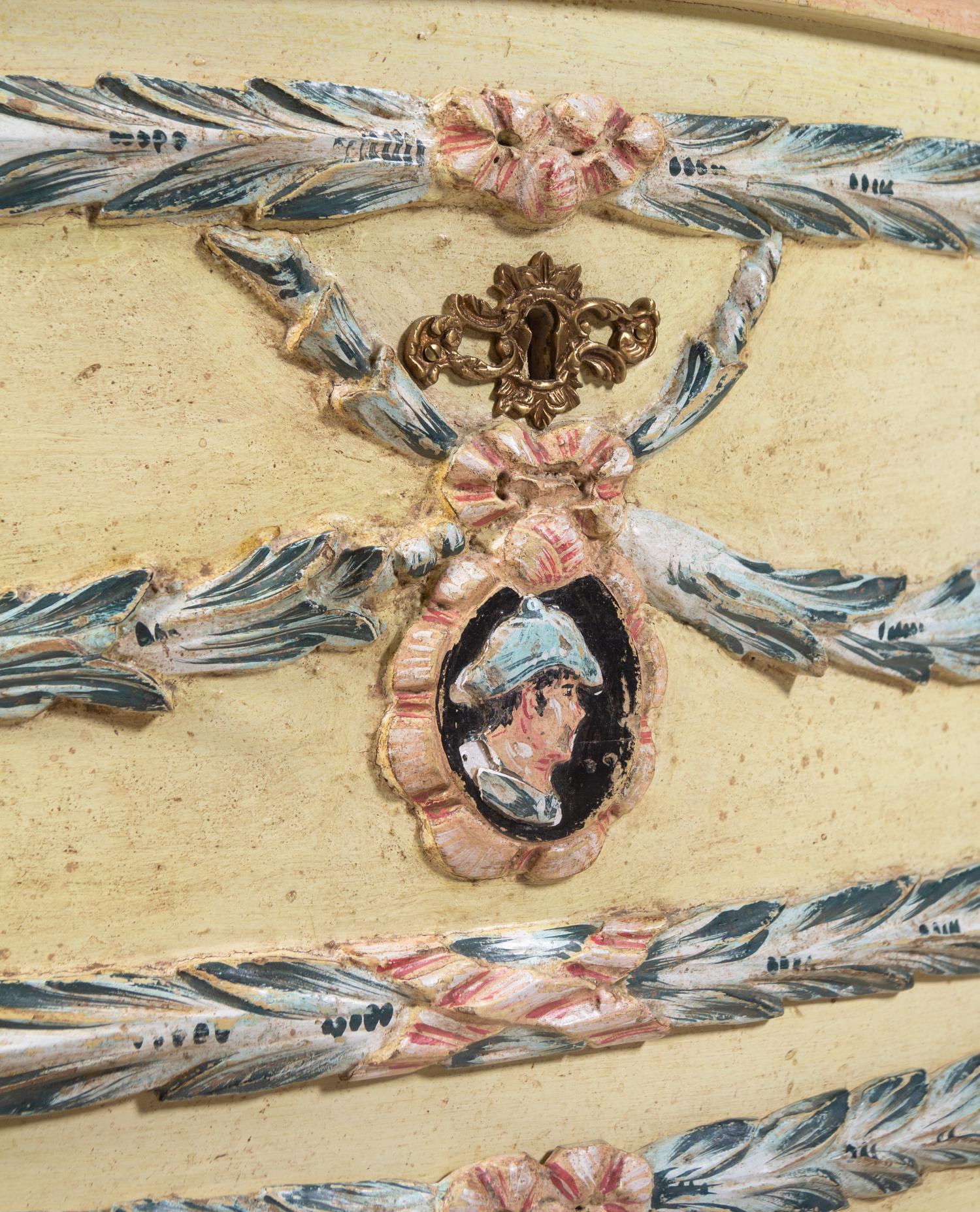 An Italian Painted Serpentine Commode