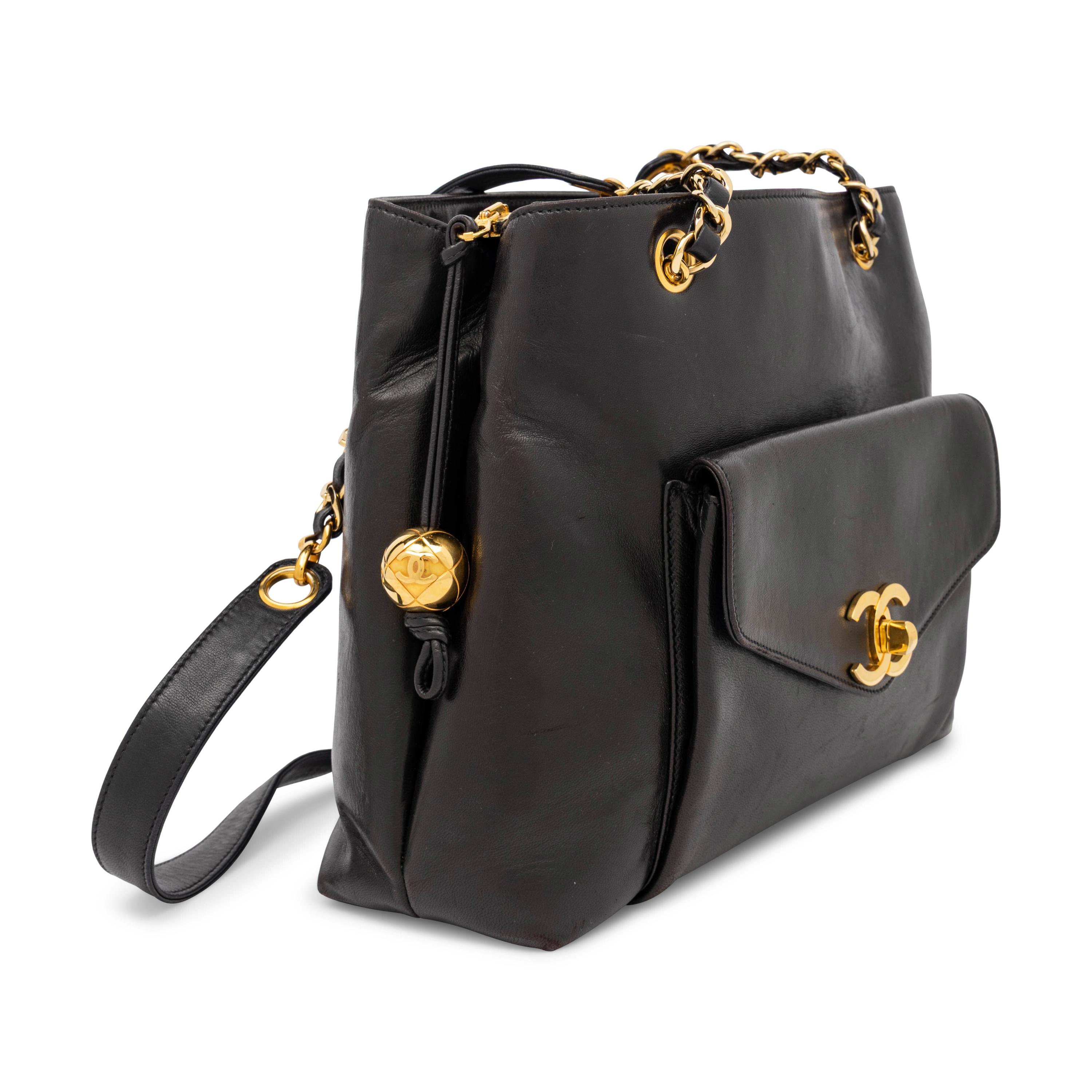 Chanel, Front Pocket Bag in Black Leather
