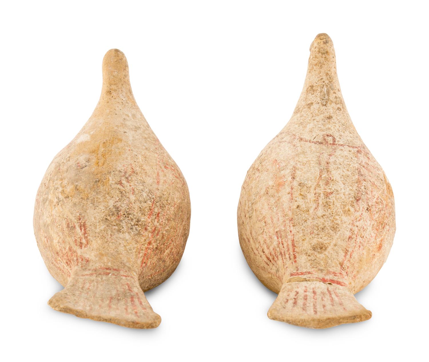 Two Canosan Painted Terracotta Birds
