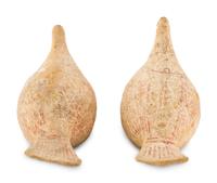 Two Canosan Painted Terracotta Birds