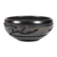 Carved Blackware Pottery Bowl, with Avanyu