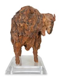 A Clay and Straw Sculpture of a Buffalo