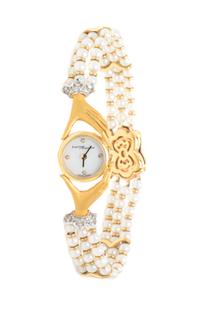 An 18 Karat Yellow Gold, Cultured Pearl and Diamond Bracelet Watch, Carrera y Carrera, 14.30 dwts.