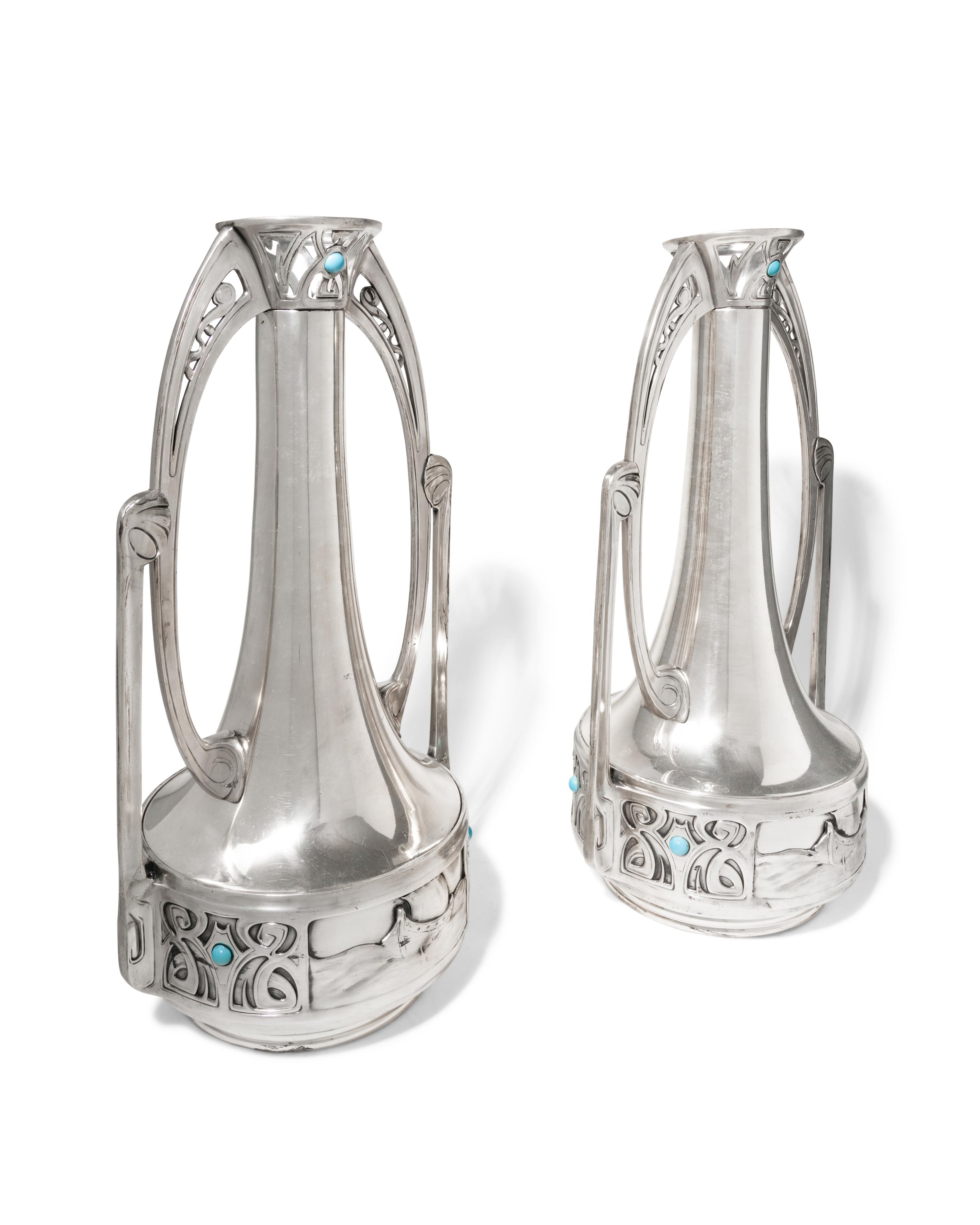 Pair of Silver Plate Vases
