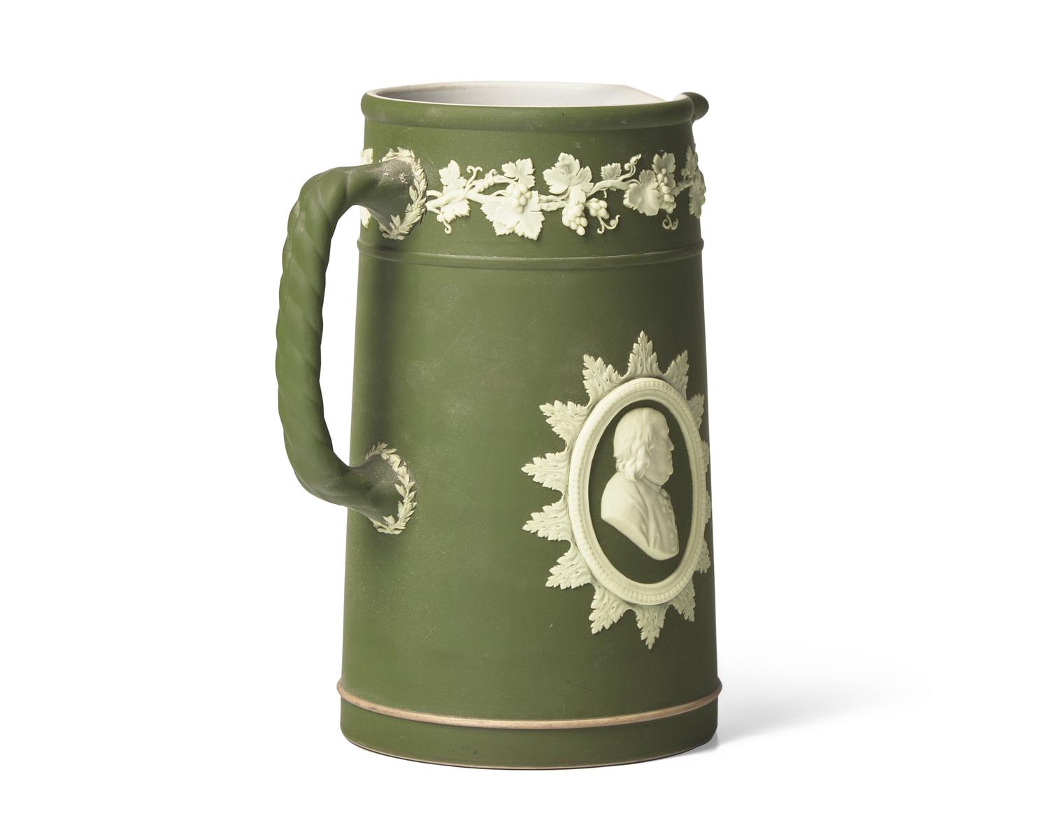 A Wedgwood Green Jasperware Water Pitcher