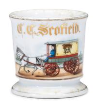 A Sewing Machine Salesman's Porcelain Occupational Shaving Mug