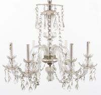 A Georgian Style Glass Six-Light Chandelier Height 21 x diameter 25 inches.