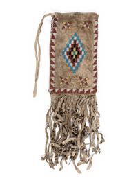 Apache Beaded Hide Drawstring Pouch
