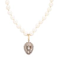 CULTURED PEARL AND DIAMOND PENDANT NECKLACE