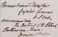[CIVIL WAR]. MEAGHER, Thomas Francis (1823-1867). War-date autograph note signed ("Thomas Francis Meager"), as Brigadier General, US Volunteers, Commanding the District of the Etowah. Chattanooga, TN. 1 December 1864.