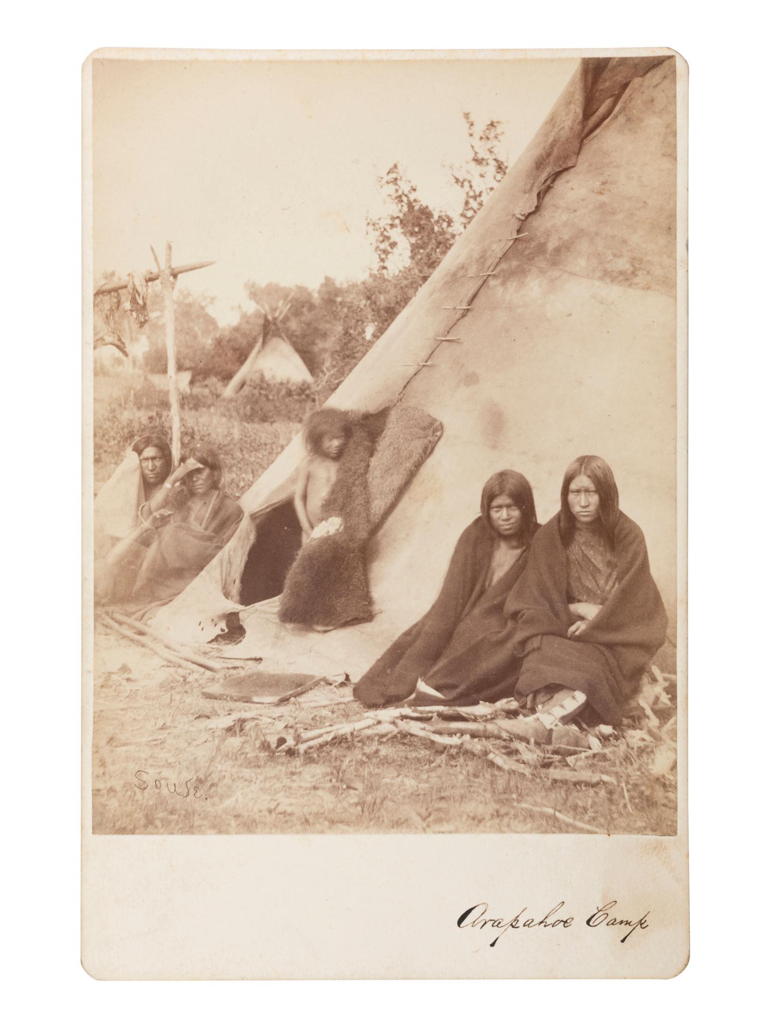 [NATIVE AMERICANS]. SOULE, W.S. Cabinet card of an Arapaho Camp. Fort Sill, Indian Territory.