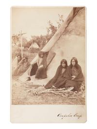 [NATIVE AMERICANS]. SOULE, W.S. Cabinet card of an Arapaho Camp. Fort Sill, Indian Territory.