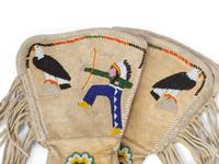 Two Pairs of Shoshone Beaded Hide Gauntlets