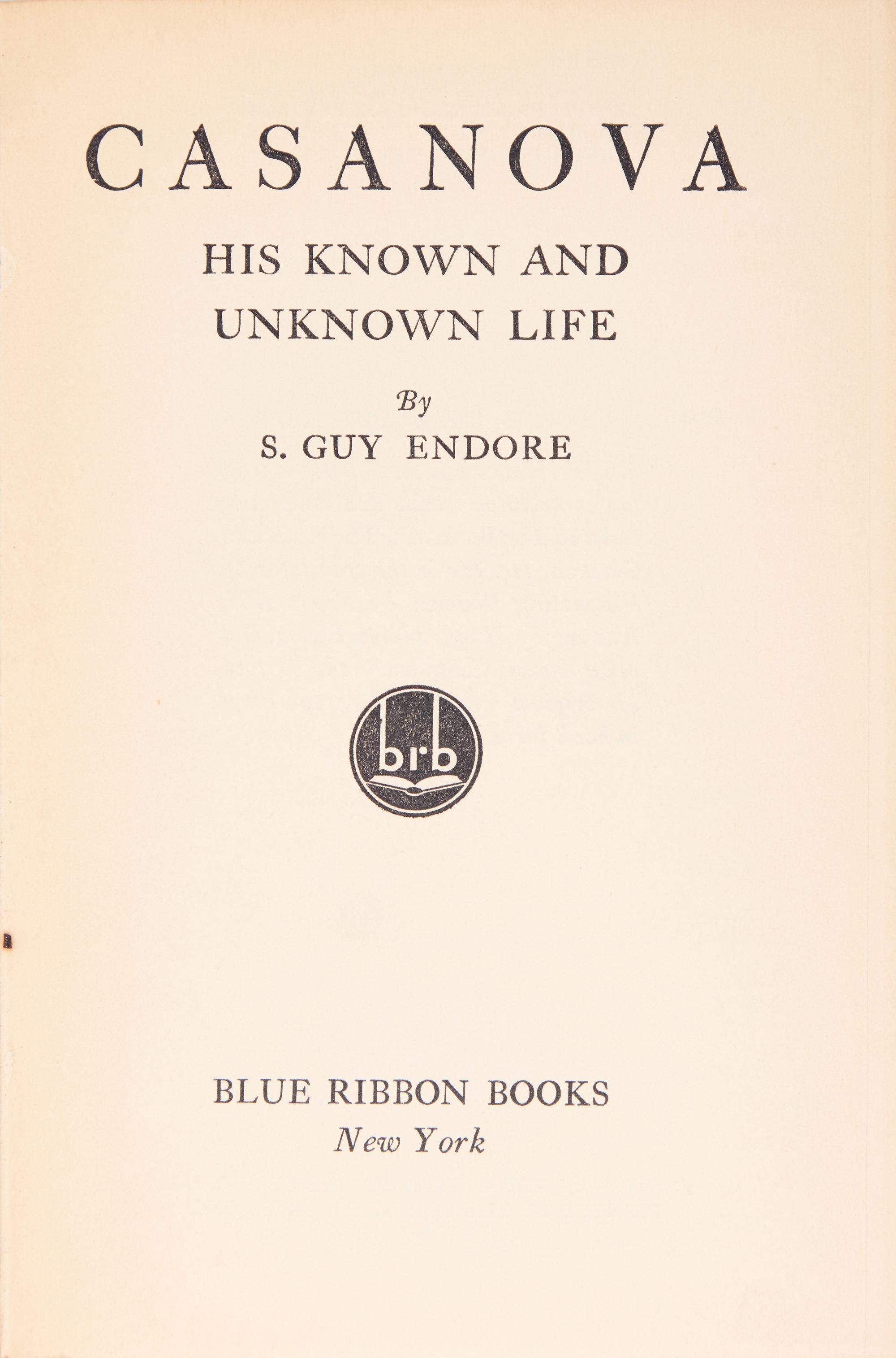 [Art] [Dali, Salvador] Endore, S. Guy. Casanova His Known and Unknown Life