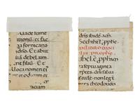 SIENESE(?) ILLUMINATOR Two decorated initials ‘N’ and ‘O’ from an Atlantic Bible, in Latin, illuminated manuscript on parchment [Tuscany, c. 1175–1200]