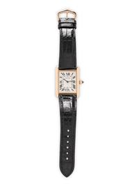 CARTIER, REF. 3816 18K ROSE GOLD TANK WATCH, BOX & PAPERS