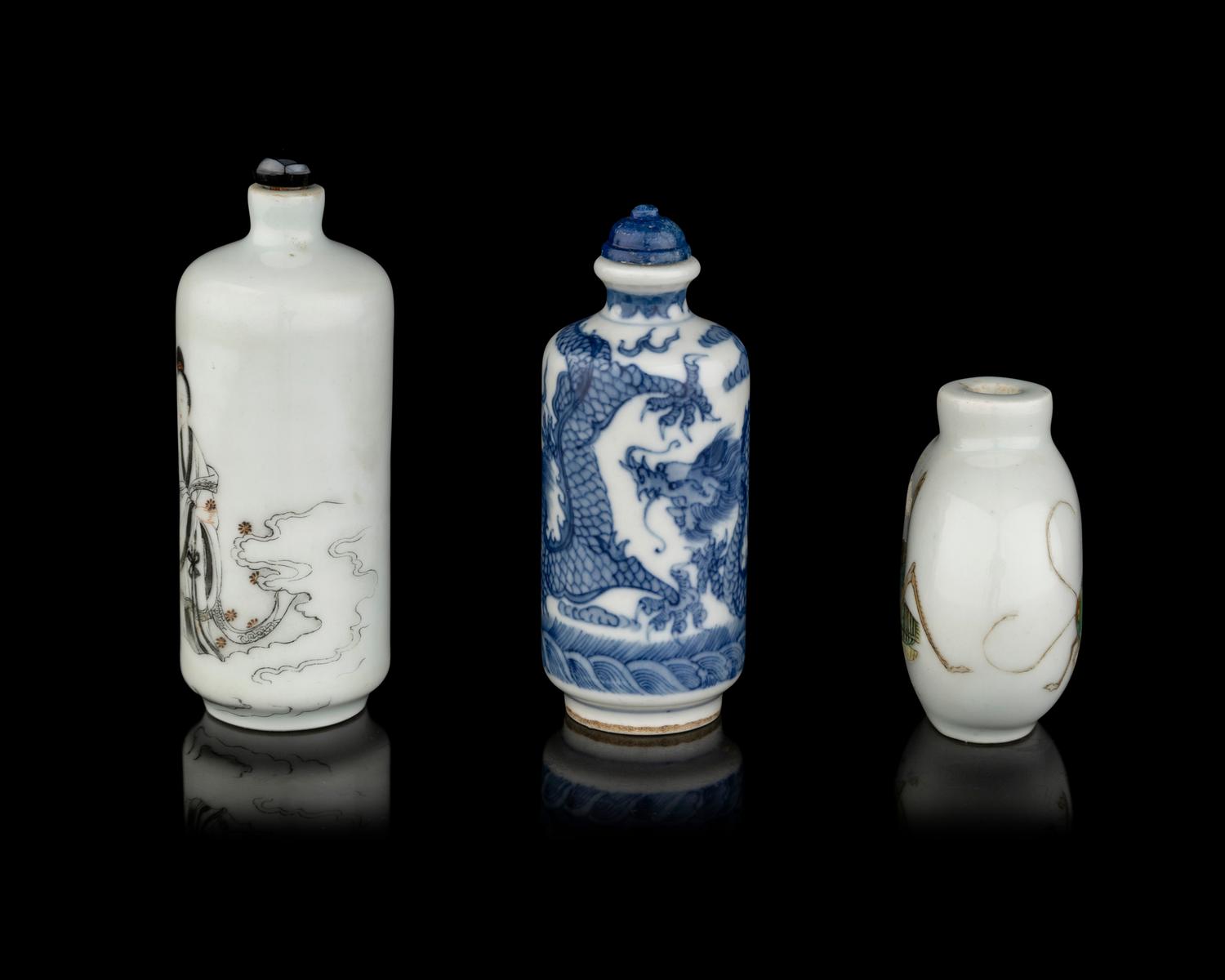 Three Chinese Porcelain Snuff Bottles