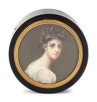 A Continental Gilt Metal Mounted and Portrait Miniature Inset Tortoiseshell Snuff Box