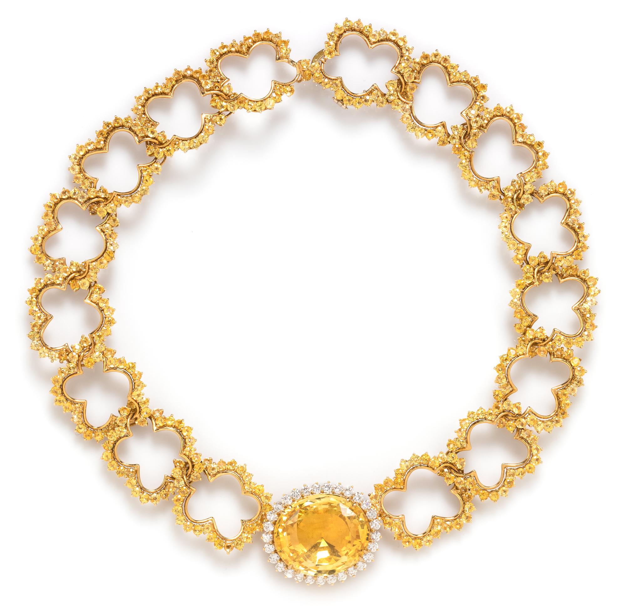 An 18 Karat Yellow Gold, Yellow Sapphire and Diamond Necklace, Angela Cummings, Circa 1984, 75.50 dwts.