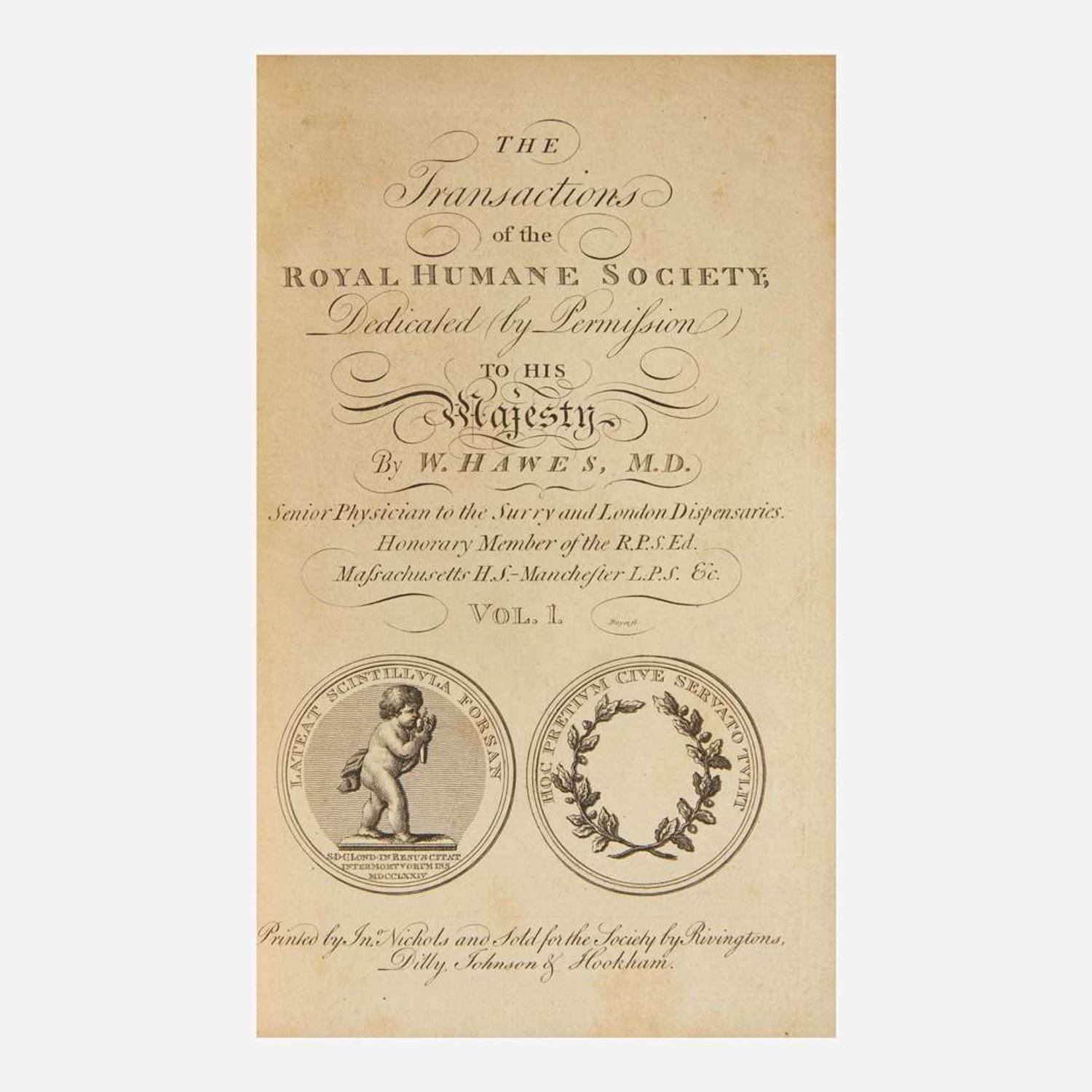 [Presidential] [Washington, George] Hawes, W(illiam). The Transactions of the Royal Humane Society...