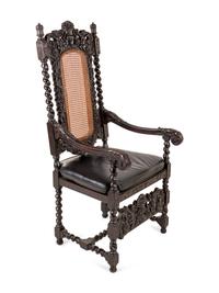 A Renaissance Revival Walnut Open Armchair