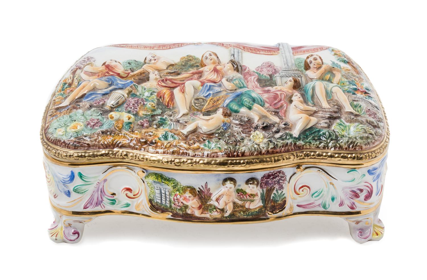 A Capo di Monte Table Casket Width 18 1/4 inches. — EARLY 20TH CENTURY
